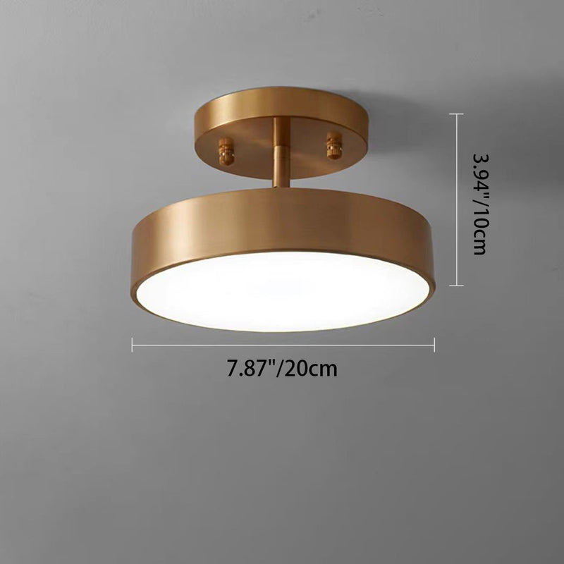 Luz de techo LED semiencastrada de cúpula redonda minimalista moderna de cobre y acrílico para pasillo 