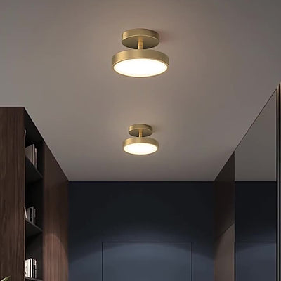 Luz de techo LED semiencastrada de cúpula redonda minimalista moderna de cobre y acrílico para pasillo 