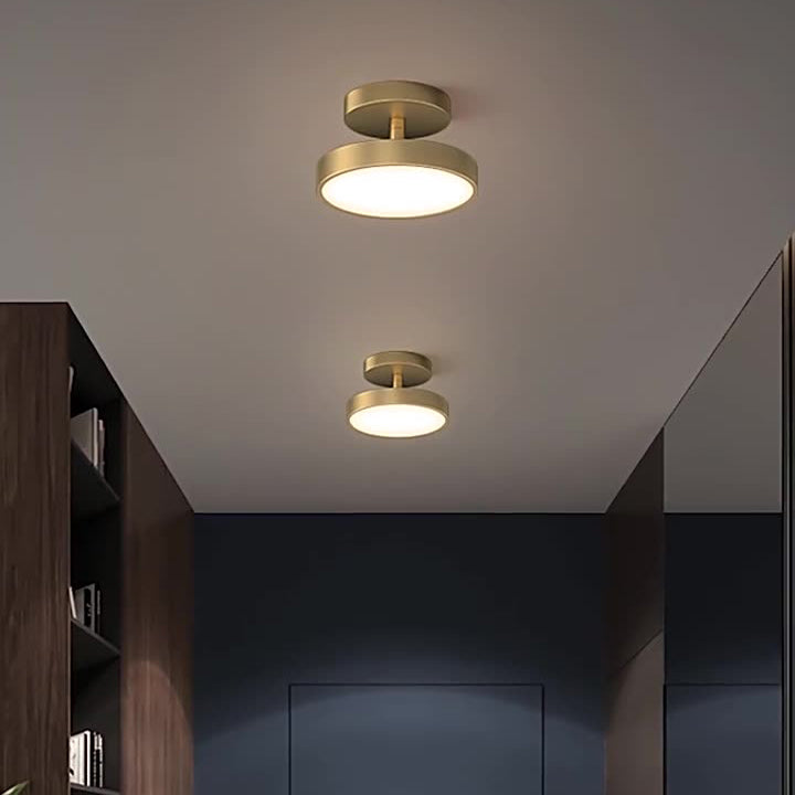 Luz de techo LED semiencastrada de cúpula redonda minimalista moderna de cobre y acrílico para pasillo 