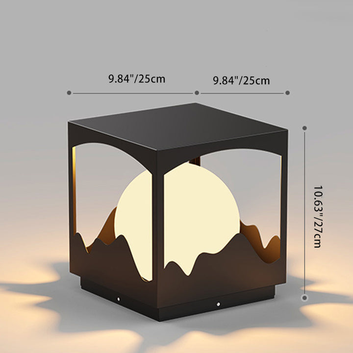 Lumière extérieure LED en acier inoxydable PE orbe carré étanche solaire Art déco moderne pour extérieur 