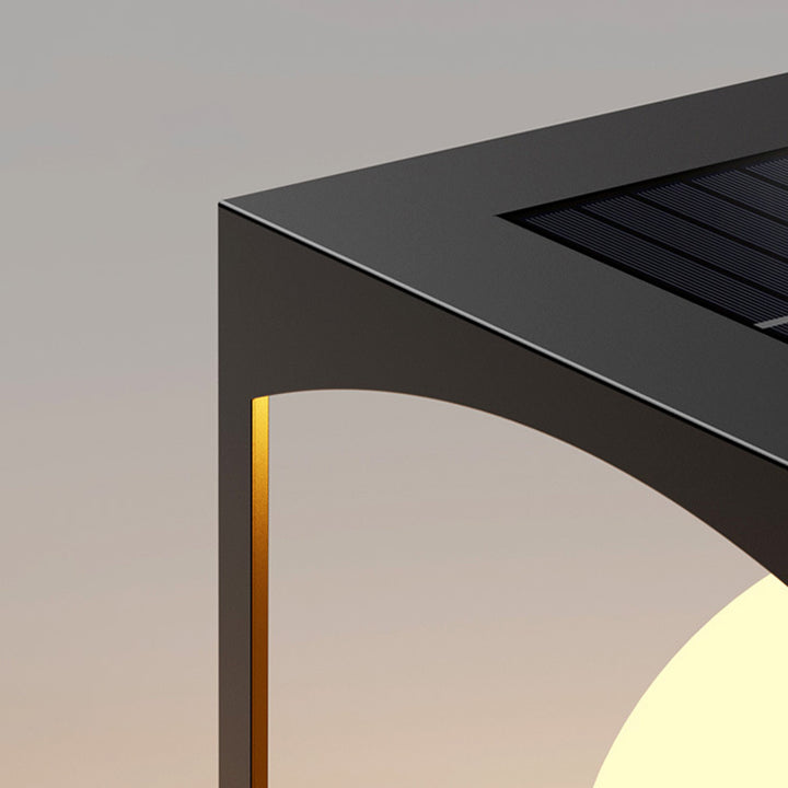 Lumière extérieure LED en acier inoxydable PE orbe carré étanche solaire Art déco moderne pour extérieur 