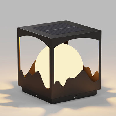 ضوء خارجي LED من الفولاذ المقاوم للصدأ PE على شكل مربع مقاوم للماء يعمل بالطاقة الشمسية بتصميم آرت ديكو الحديث للاستخدام الخارجي 