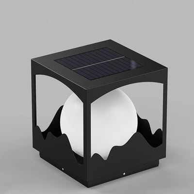 ضوء خارجي LED من الفولاذ المقاوم للصدأ PE على شكل مربع مقاوم للماء يعمل بالطاقة الشمسية بتصميم آرت ديكو الحديث للاستخدام الخارجي 