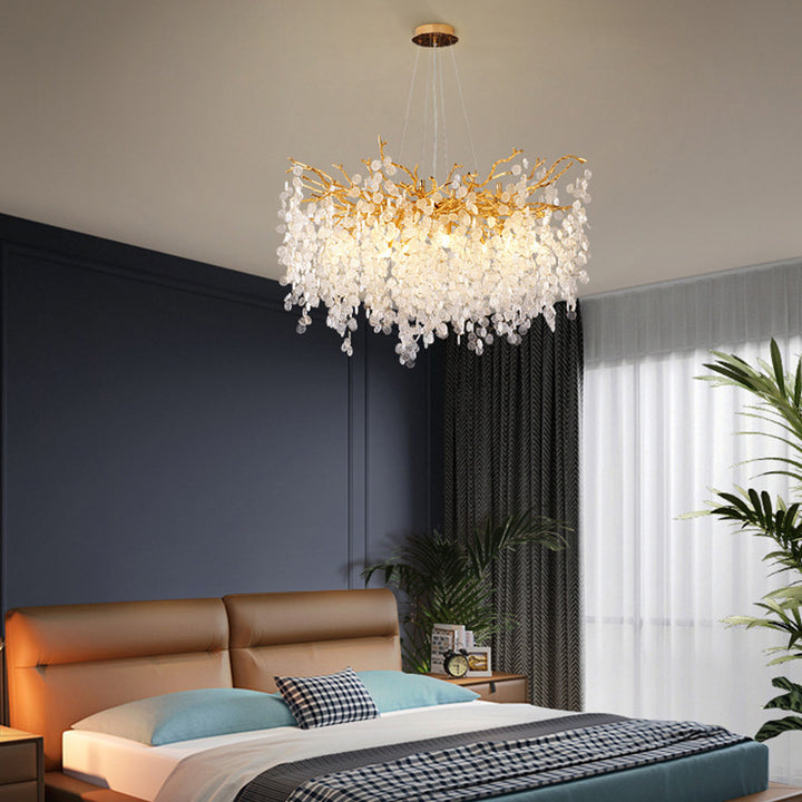 Chandelier Traditionnel Français en Aluminium Rond avec Cristaux et Branches, 9/12/14 Lumières pour Salon 