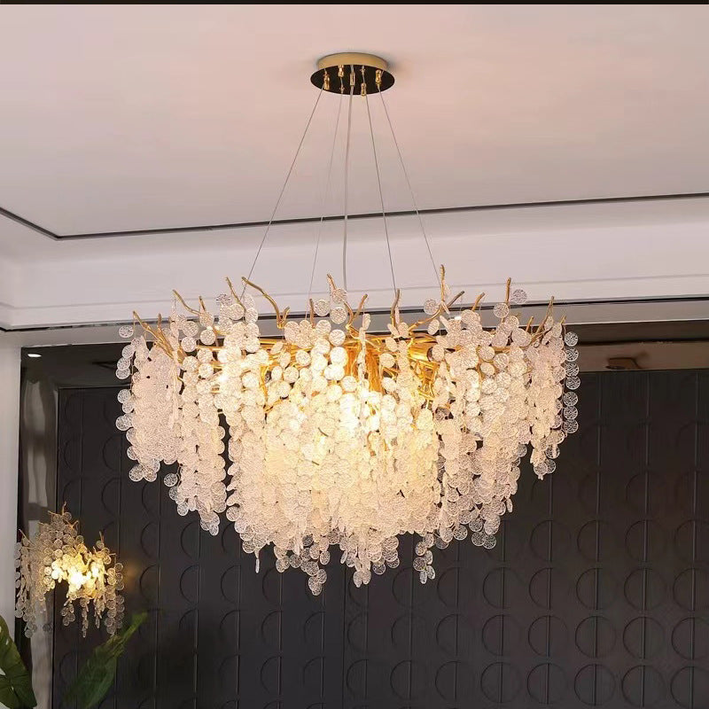 Chandelier Traditionnel Français en Aluminium Rond avec Cristaux et Branches, 9/12/14 Lumières pour Salon 
