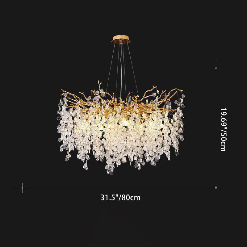 Chandelier Traditionnel Français en Aluminium Rond avec Cristaux et Branches, 9/12/14 Lumières pour Salon 
