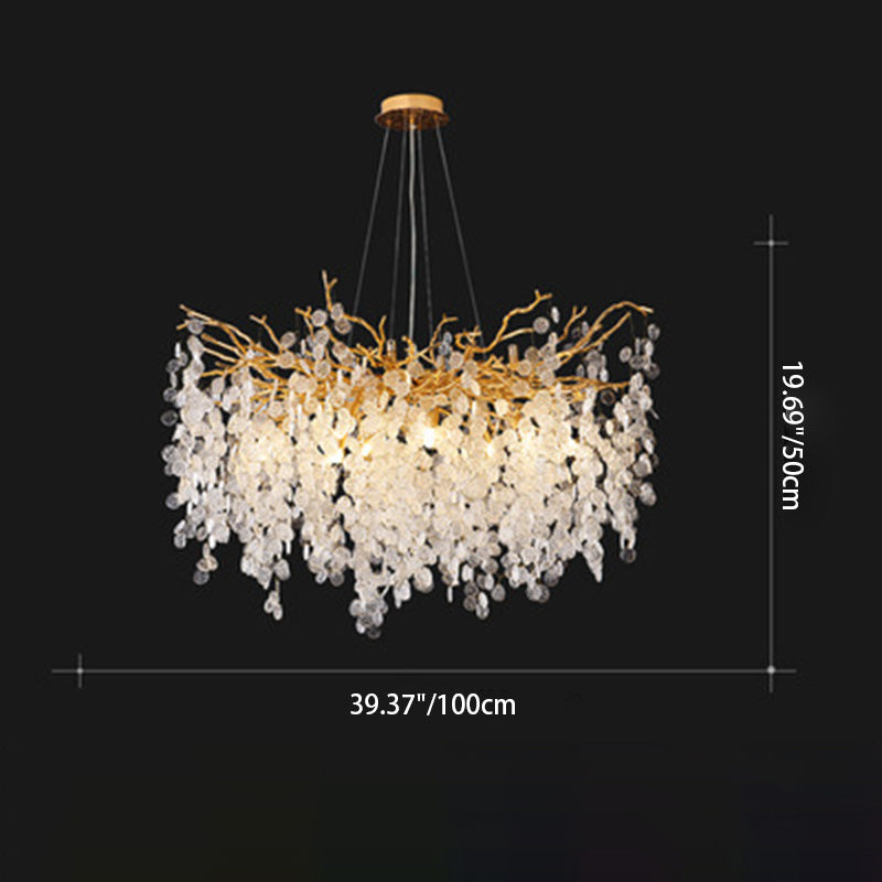 Chandelier Traditionnel Français en Aluminium Rond avec Cristaux et Branches, 9/12/14 Lumières pour Salon 