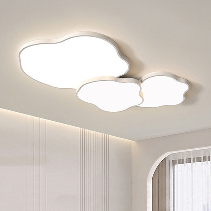 Modern Minimalist Cloud Shaped Iron Acrylic LED Flush Mount Ceiling Light For Bedroom