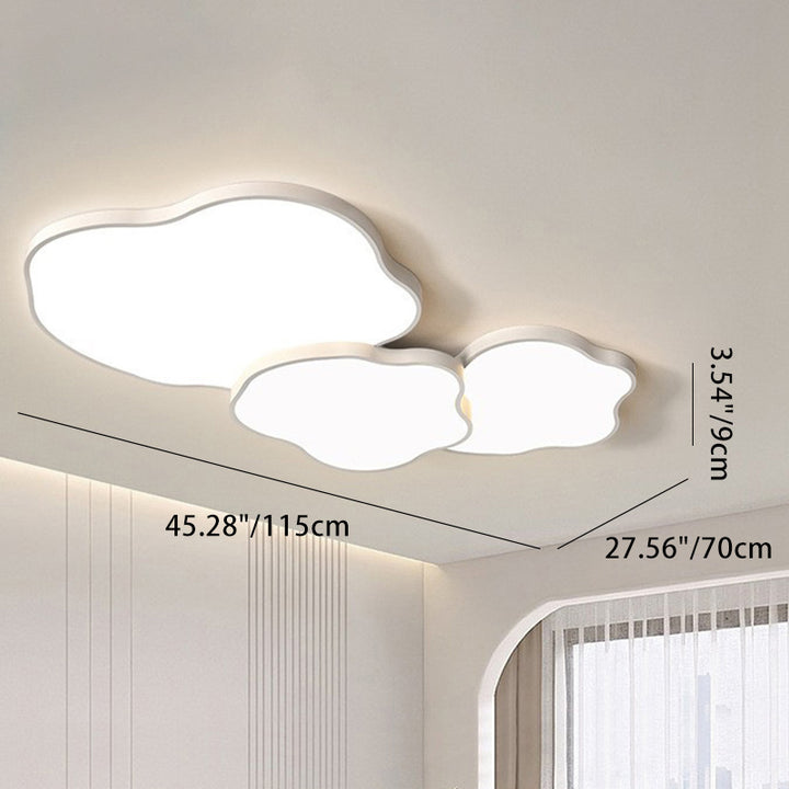 Modern Minimalist Cloud Shaped Iron Acrylic LED Flush Mount Ceiling Light For Bedroom