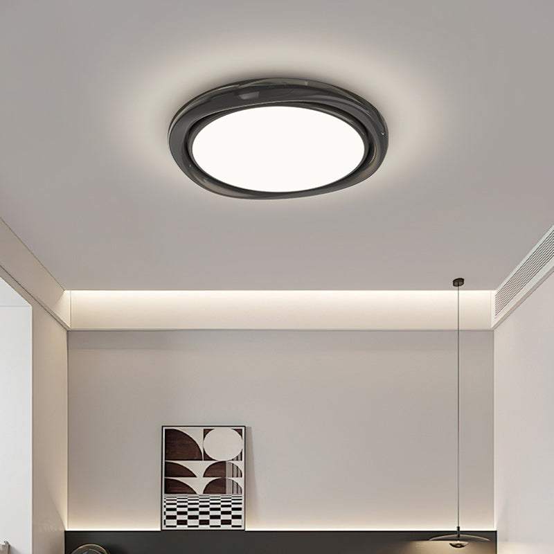 Plafonnier LED Minimaliste Moderne en Dôme Rond en Fer Aluminium Acrylique pour Salon 