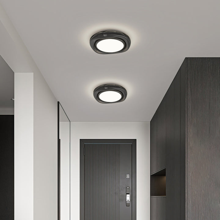 Modern Minimalist Round Dome Iron Aluminum Acrylic LED Flush Mount Ceiling Light For Living Room