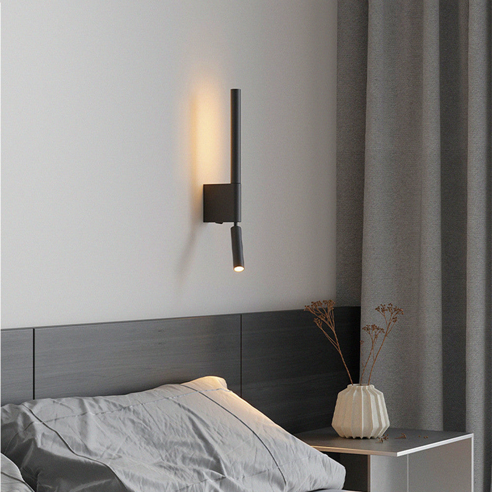 Moderne minimalistische Pull-up-drehbare Zylinderlineare PVC-Eisen-Aluminium-LED-Wandleuchte für das Schlafzimmer 