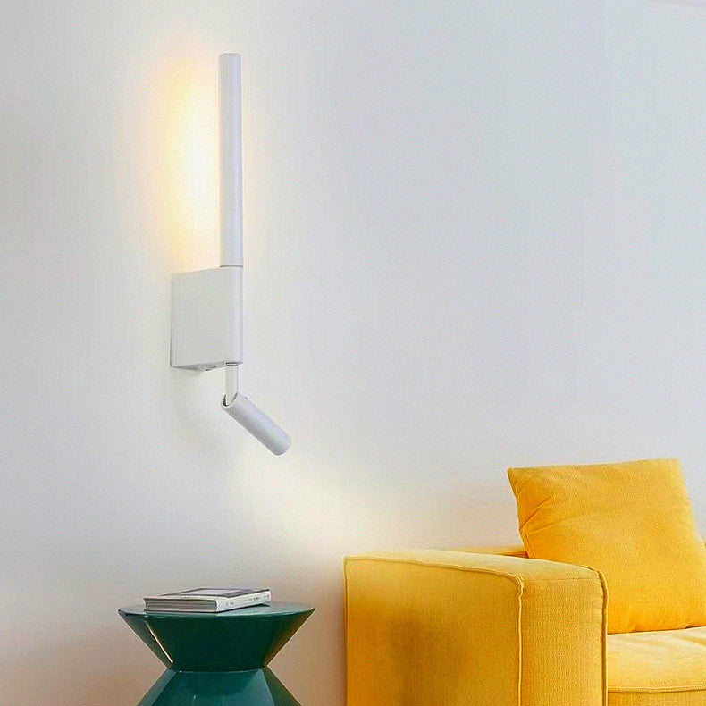 Moderne minimalistische Pull-up-drehbare Zylinderlineare PVC-Eisen-Aluminium-LED-Wandleuchte für das Schlafzimmer 