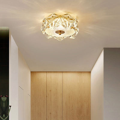 Plafonnier LED en verre et fer en forme de dôme rond moderne pour chambre à coucher 