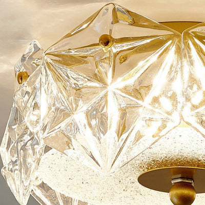 Plafonnier LED en verre et fer en forme de dôme rond moderne pour chambre à coucher 