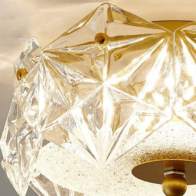 Plafonnier LED en verre et fer en forme de dôme rond moderne pour chambre à coucher 