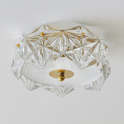 Plafonnier LED en verre et fer en forme de dôme rond moderne pour chambre à coucher 