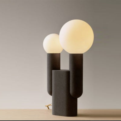 Zeitgenössische kreative runde Kugelharzglas 2-Licht-Tischlampe für das Schlafzimmer 