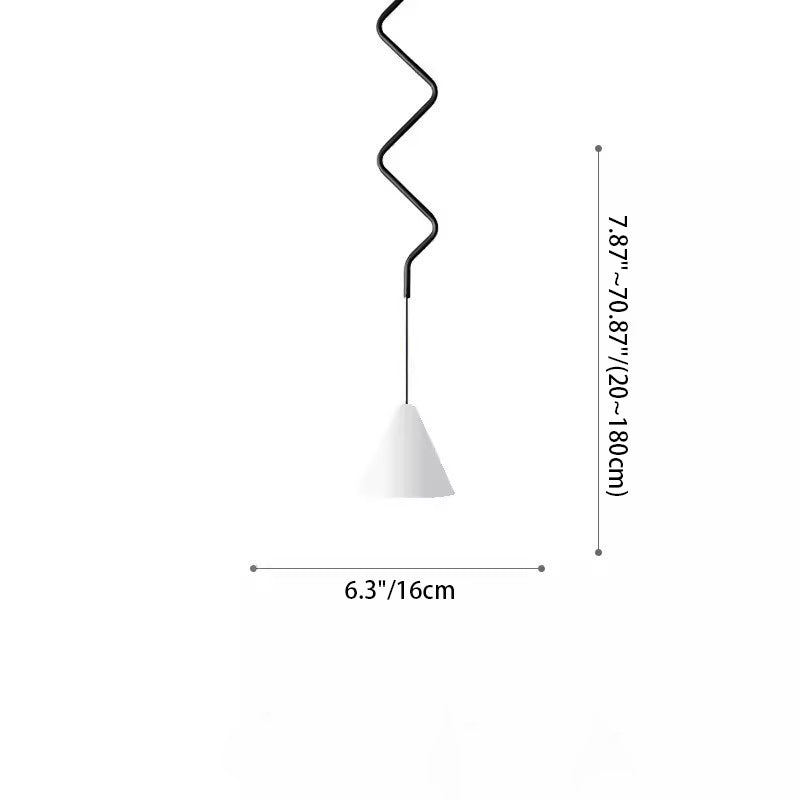 Zeitgenössische skandinavische runde Kegelwelle Eisen Aluminium 1-Licht Pendelleuchte für das Schlafzimmer 
