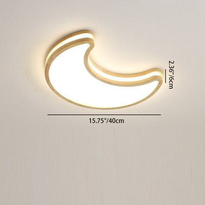 Plafonnier LED en forme de lune contemporaine en bois de caoutchouc et acrylique pour chambre 