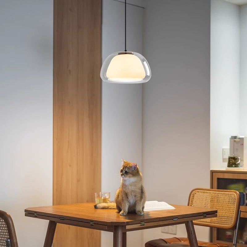 Suspension lumineuse contemporaine créative en crème gelée ovale en fer et verre à 1 lumière pour chambre 