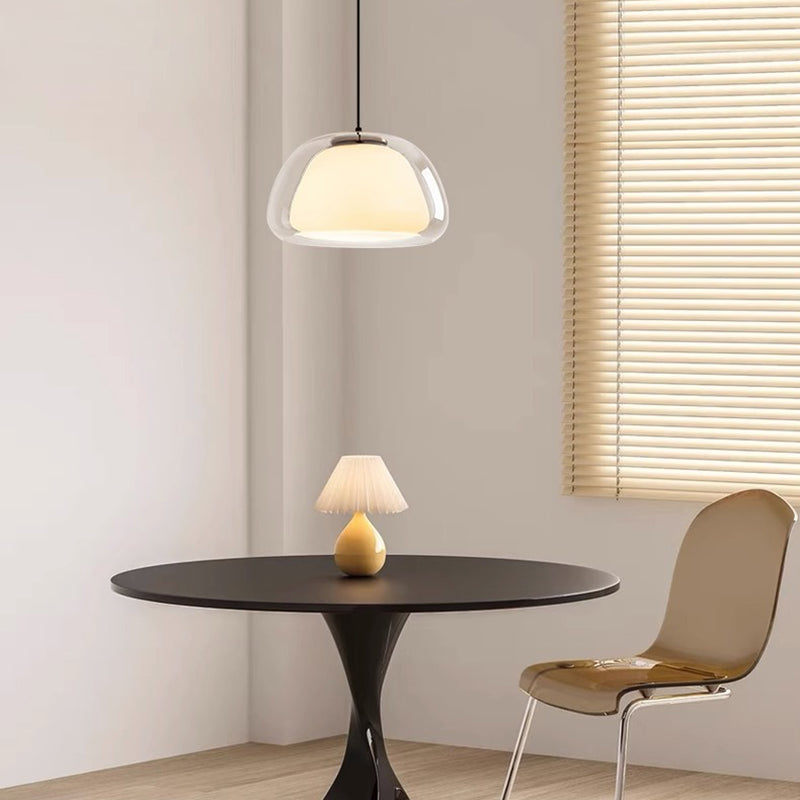 Suspension lumineuse contemporaine créative en crème gelée ovale en fer et verre à 1 lumière pour chambre 
