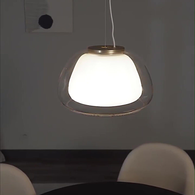 Suspension lumineuse contemporaine créative en crème gelée ovale en fer et verre à 1 lumière pour chambre 