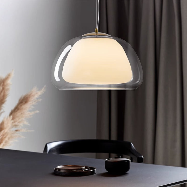 Suspension lumineuse contemporaine créative en crème gelée ovale en fer et verre à 1 lumière pour chambre 