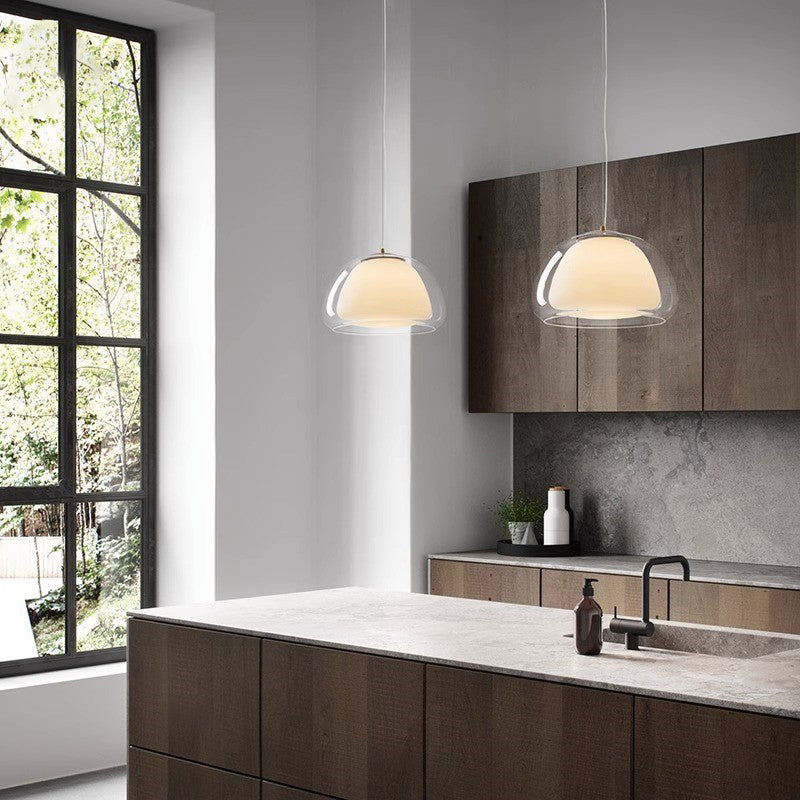 Suspension lumineuse contemporaine créative en crème gelée ovale en fer et verre à 1 lumière pour chambre 