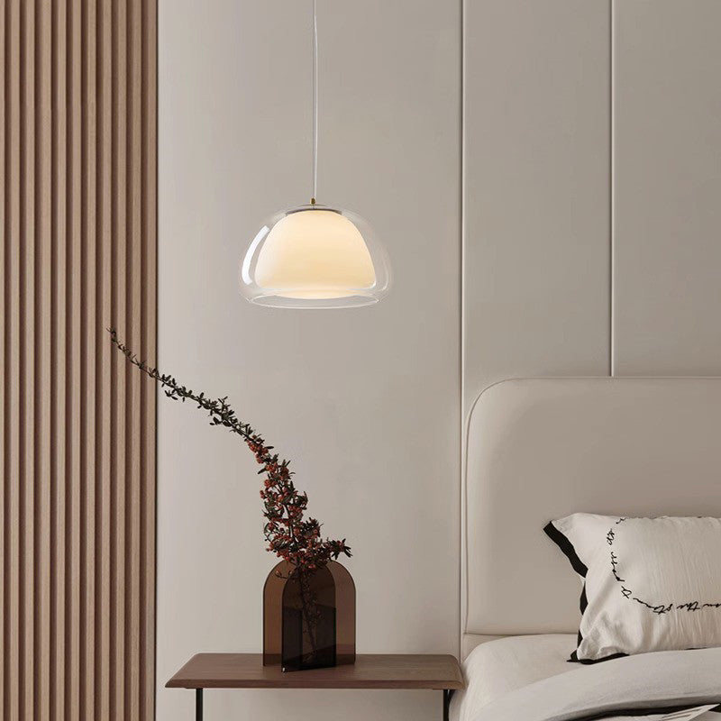 Suspension lumineuse contemporaine créative en crème gelée ovale en fer et verre à 1 lumière pour chambre 