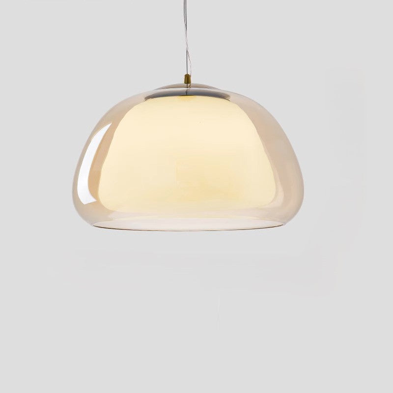 Suspension lumineuse contemporaine créative en crème gelée ovale en fer et verre à 1 lumière pour chambre 