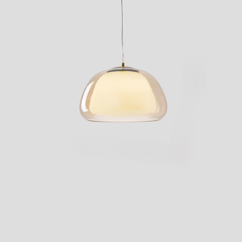 Suspension lumineuse contemporaine créative en crème gelée ovale en fer et verre à 1 lumière pour chambre 