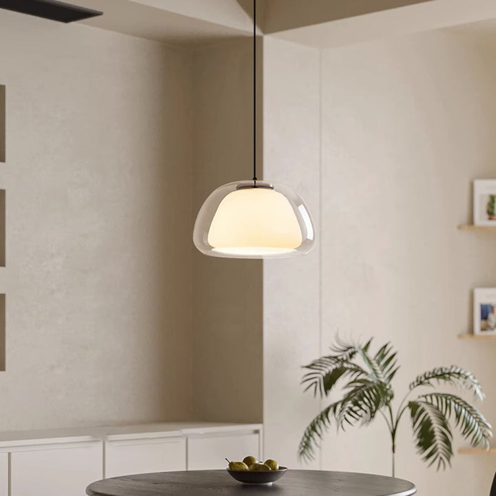 Suspension lumineuse contemporaine créative en crème gelée ovale en fer et verre à 1 lumière pour chambre 