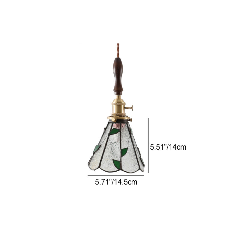 Moderner Art Deco Kegelprisma Kupferglas 1-Licht Pendelleuchte für das Schlafzimmer 