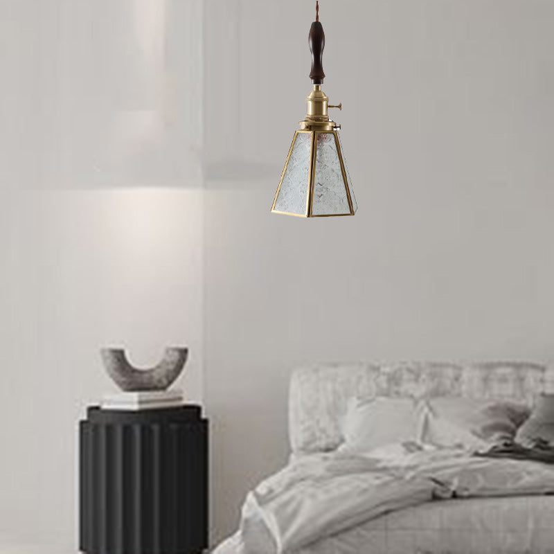 Moderner Art Deco Kegelprisma Kupferglas 1-Licht Pendelleuchte für das Schlafzimmer 