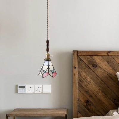 Moderner Art Deco Kegelprisma Kupferglas 1-Licht Pendelleuchte für das Schlafzimmer 