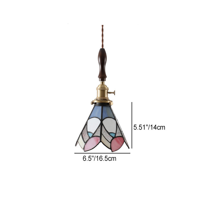 Moderner Art Deco Kegelprisma Kupferglas 1-Licht Pendelleuchte für das Schlafzimmer 