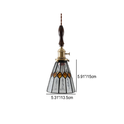 Moderner Art Deco Kegelprisma Kupferglas 1-Licht Pendelleuchte für das Schlafzimmer 