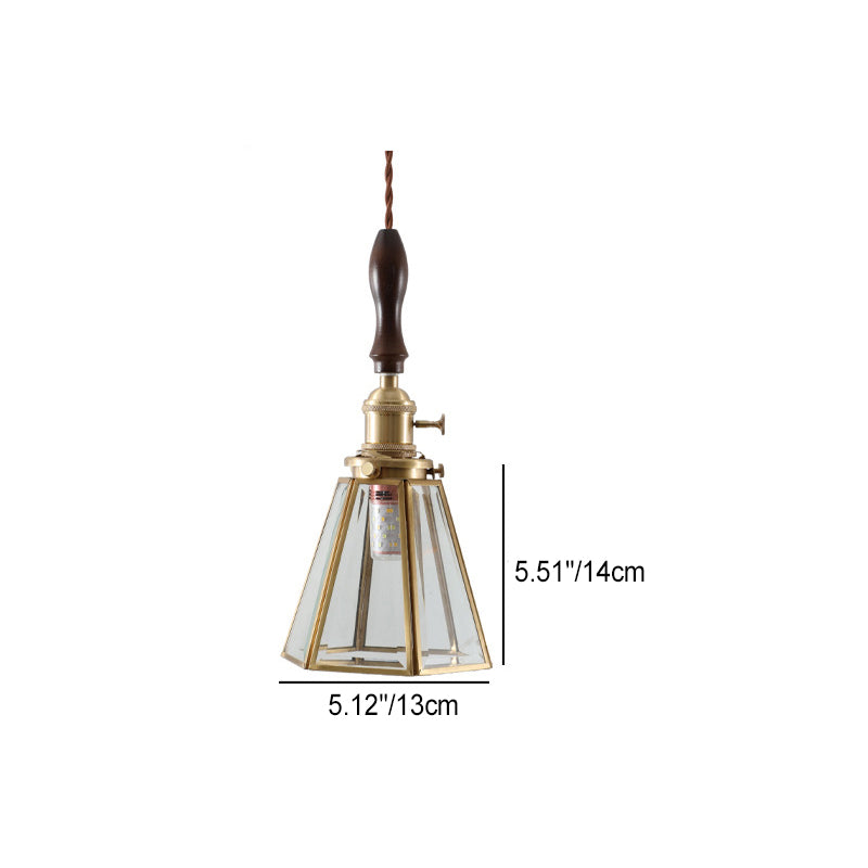 Moderner Art Deco Kegelprisma Kupferglas 1-Licht Pendelleuchte für das Schlafzimmer 