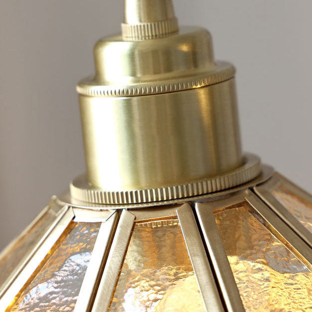 Lustre suspendu en verre cuivré avec un design moderne Art Déco en forme de trèfle, tulipe, rose, rond, carré et cône à 1 lumière pour chambre à coucher 