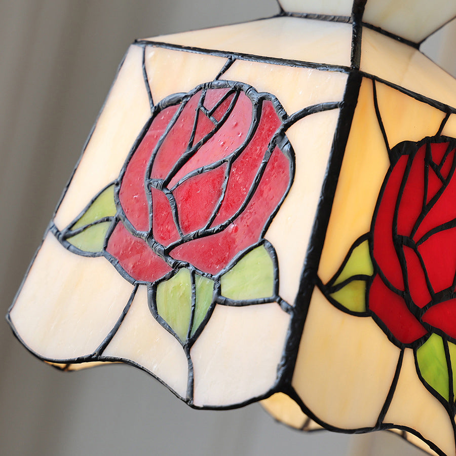 Lustre suspendu en verre cuivré avec un design moderne Art Déco en forme de trèfle, tulipe, rose, rond, carré et cône à 1 lumière pour chambre à coucher 