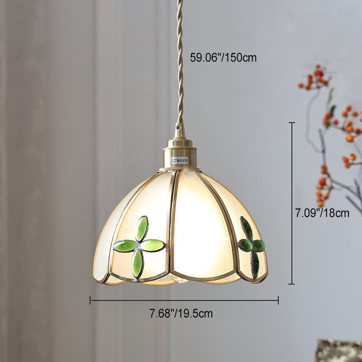 Lustre suspendu en verre cuivré avec un design moderne Art Déco en forme de trèfle, tulipe, rose, rond, carré et cône à 1 lumière pour chambre à coucher 