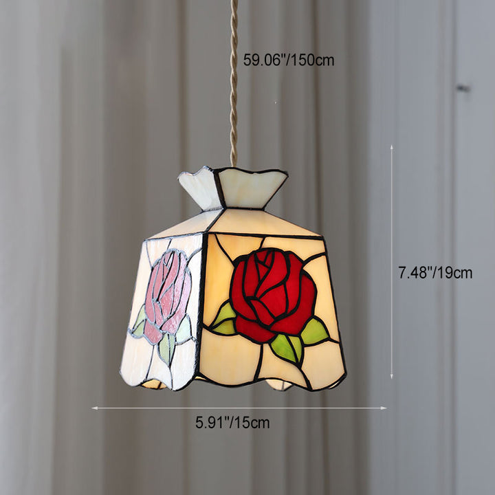 Lustre suspendu en verre cuivré avec un design moderne Art Déco en forme de trèfle, tulipe, rose, rond, carré et cône à 1 lumière pour chambre à coucher 