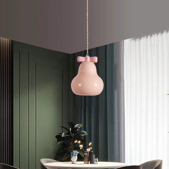 Lustre en forme d'arc orchidée poire créative contemporaine en fer rond en verre céramique à 1 lumière pour chambre 