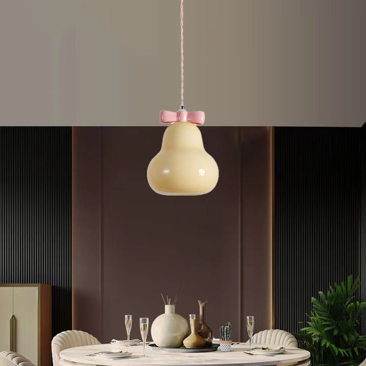 Lustre en forme d'arc orchidée poire créative contemporaine en fer rond en verre céramique à 1 lumière pour chambre 