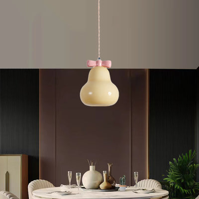 Zeitgenössische kreative Birnen-Windspiele Orchideen-Bogenform runde Eisen-Glas-Keramik 1-Licht-Pendelleuchte für Schlafzimmer 