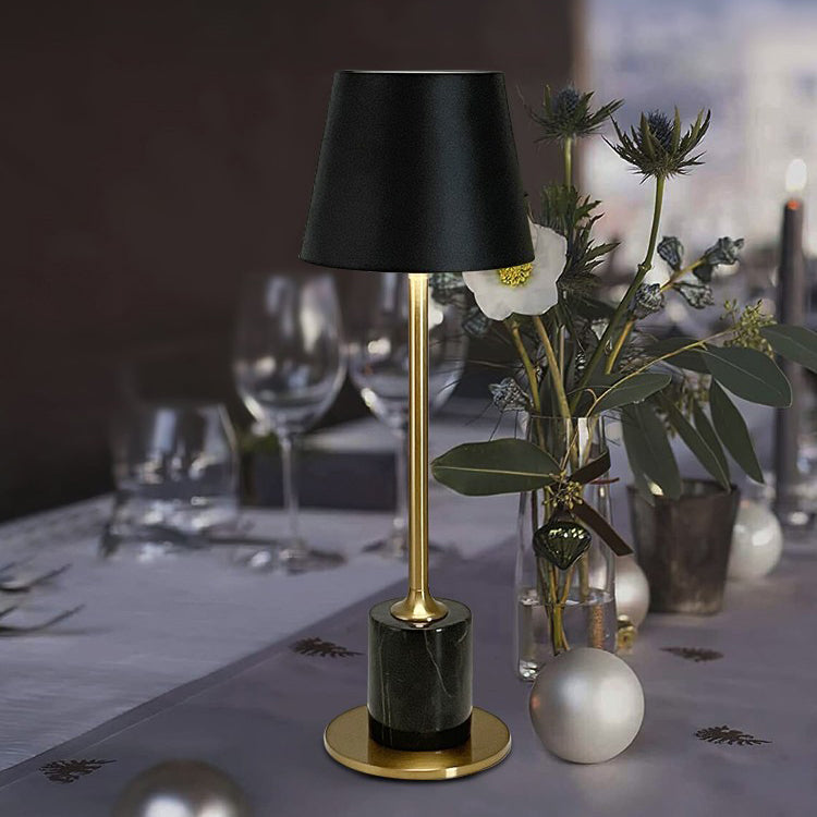 مصباح طاولة LED من الرخام الأكريليك الحديدي الأسطواني المستدير المحمول بتصميم حديث بسيط لغرفة النوم 