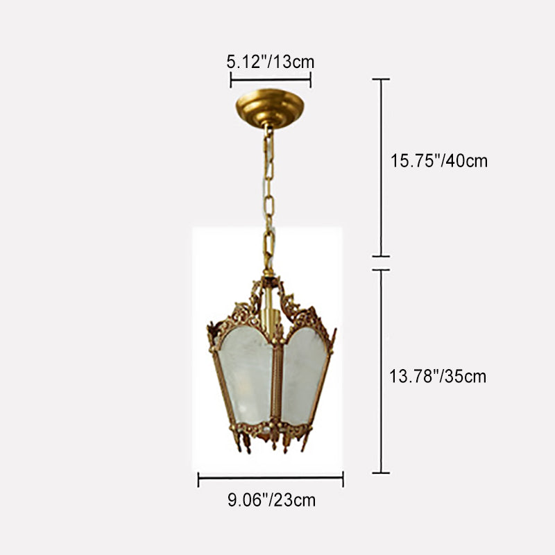 Traditionelle Vintage Eisblumen-Prisma Kupferglas 1-Licht Pendelleuchte für das Schlafzimmer 