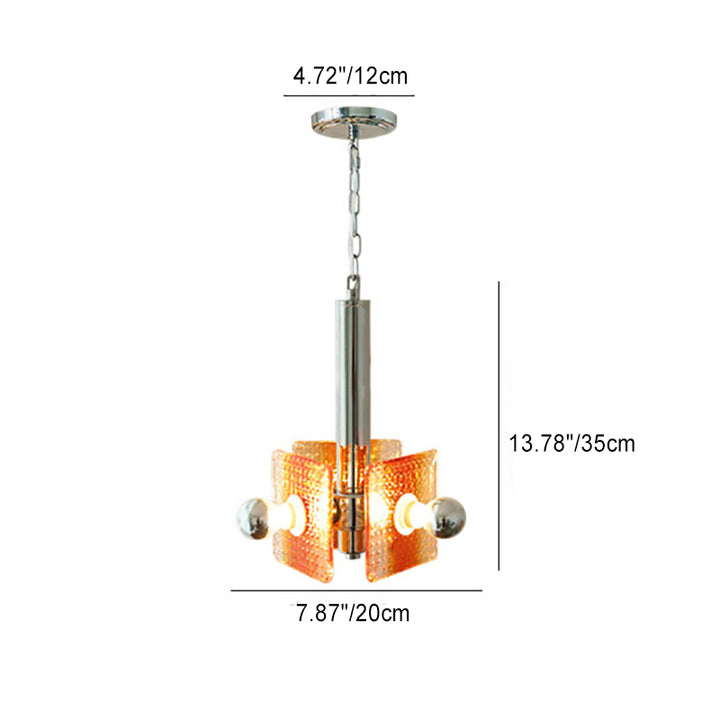 Moderno candelabro de hierro y vidrio con diseño de triángulo cuadrado de mediados de siglo con 3 luces para dormitorio 