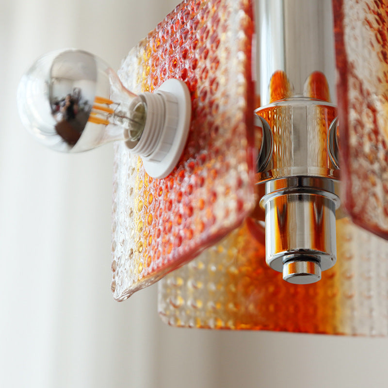 Chandelier à 3 lumières en verre et fer de style moderne mi-siècle carré triangle pour chambre 
